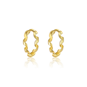 Minimalist Gold Twist Huggie Hoop Earrings