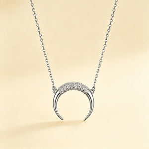 Dainty Crescent Moon Pave Pendant Necklace