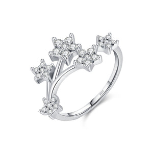 Five Star Moissanite Pave Stacking Open Ring