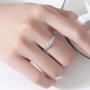 Solitaire Half Pave Couple Matching Open Ring