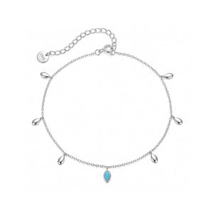 Marquise Turquoise Teardrop Charm Anklet