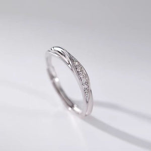 Twisted Wave CZ Couple Matching Open Ring