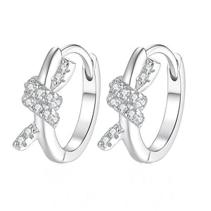 Dainty Moissanite Ribbon Knot Hoop Earrings