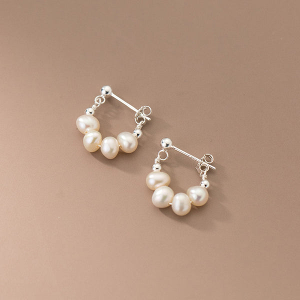 Dainty Pearl Hoop Earrings