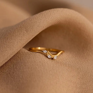 Minimalist Three Marquise CZ Wave Band Ring