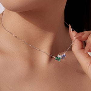 Geometric Triple CZ Cluster Pendant Necklace