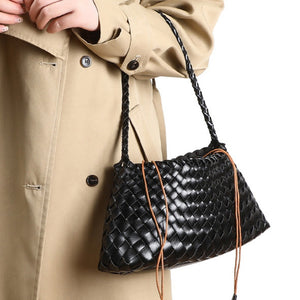 Artisanal Weave Leather Shoulder Handbag
