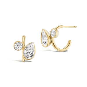 Asymmetric Geometric CZ Open Hoop Earrings