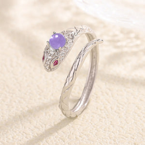 Engraved Snake Crystal Stacking Bypass Ring