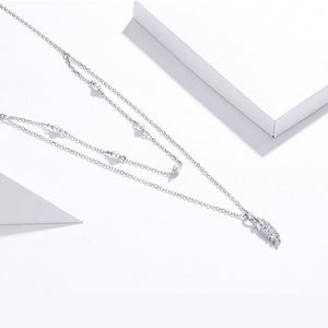 Olive Branch Leaf Double Layering Necklace