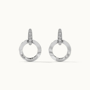 Dainty Crystal Open Circle Drop Stud Earrings