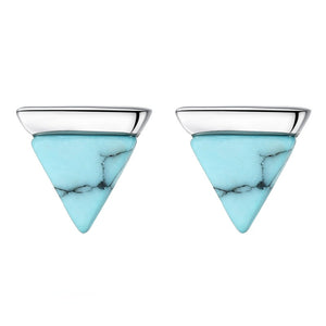 Small Triangle Natural Turquoise Stud Earrings