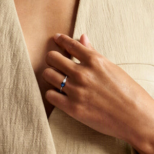 Minimalist Two-Tone Teardrop CZ Band Ring
