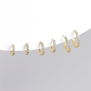 Blue Gemstone Boho Huggie Hoop Earring