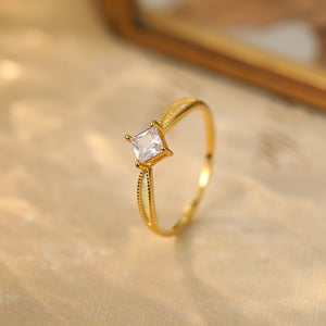 Solitaire Princess Cut CZ Textured Open Ring