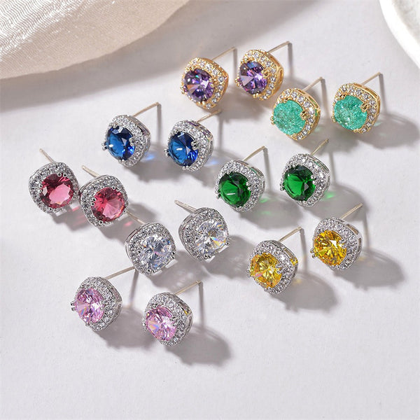 Colored Gemstone Stud Earrings