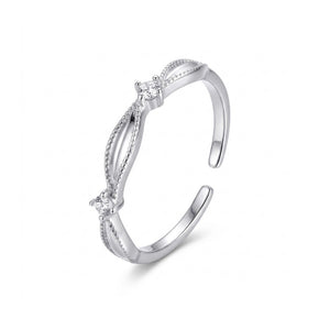 Vintage Milgrain Wave CZ Stacking Open Ring