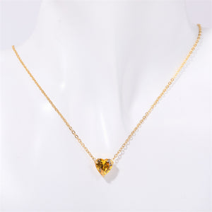 Heart Birthstone Charm Pendant Necklace