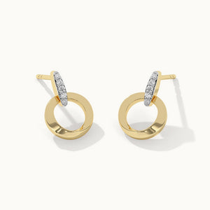 Dainty Crystal Open Circle Drop Stud Earrings