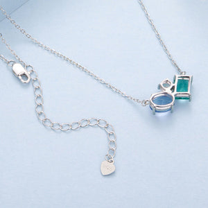 Geometric Triple CZ Cluster Pendant Necklace