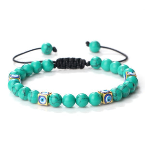 Evil Eye Ceramic Malachite Rope Bracelet