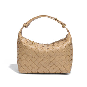 Convertible Woven Leather Hobo Handbag