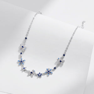Gradient Blue CZ Flower Cluster Chain Bracelet
