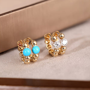 Tiny Beaded Gemstone Huggie Hoop Earrings