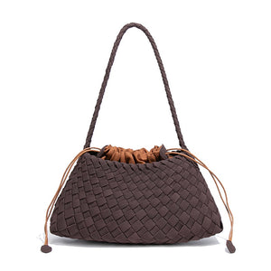 Matte Handwoven Leather Shoulder Handbag