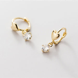 Dainty Heart Dangle Drop Hoop Earrings