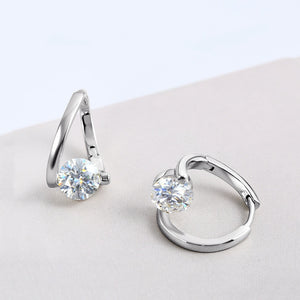 Moissanite Asymmetric Twisted Hoop Earrings