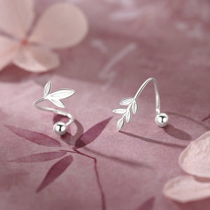 Asymmetric Leaf Twisted Open Hoop Earrings