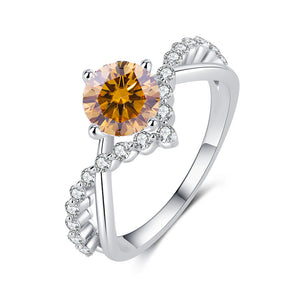 Moissanite Crown Tiara Pave Engagement Ring