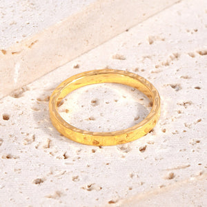 Minimalist Hammered Texture Stack Band Ring