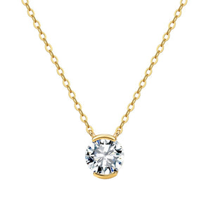 Round Moissanite Half-Bezel Charm Necklace