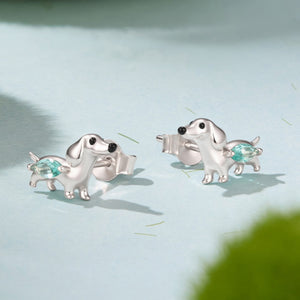 Dachshund Mint Marquise Stone Stud Earrings