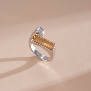 Geometric Two Tone CZ Stackable Open Ring
