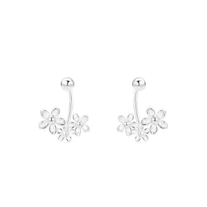 Tiny Daisy Floral Curved Lobe Hugger Earrings