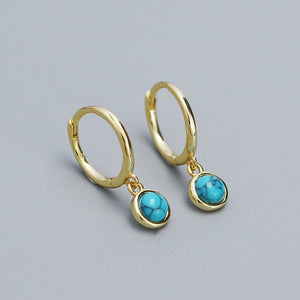Agate Moonstone Turquoise Drop Hoop Earrings