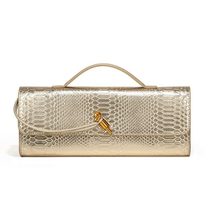 Alligator-Embossed Leather Clutch Handbag
