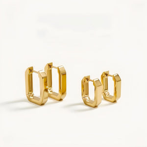 Chunky Rectangle Huggie Hoop Earrings