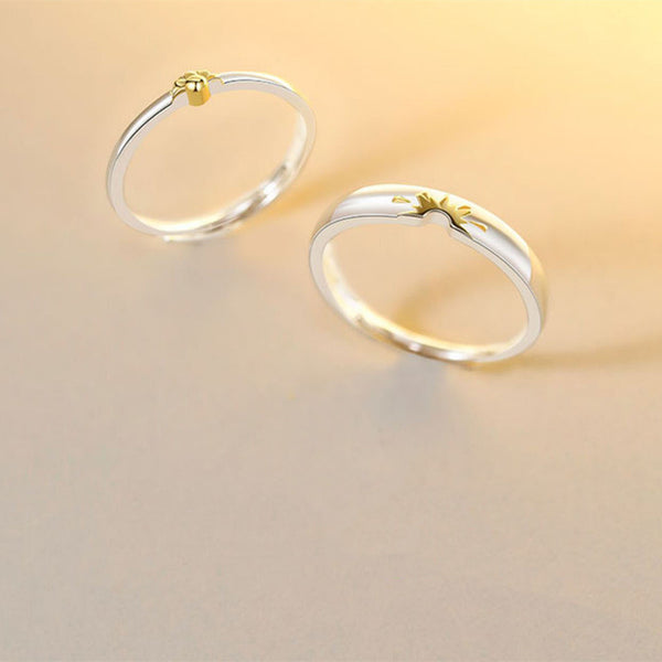 Sunflower Sun Couple Matching Ring