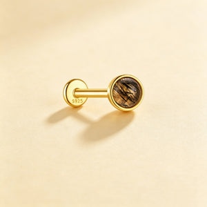 Minimalist Black Rutilated Quartz Stud Earrings