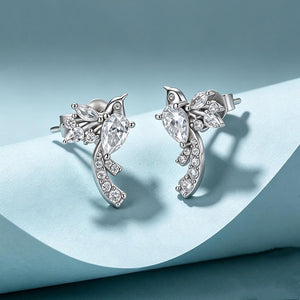 Elegant Pear Cut Moissanite Bird Stud Earrings
