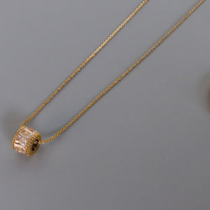 Baguette CZ Barrel Cylinder Pendant Necklace