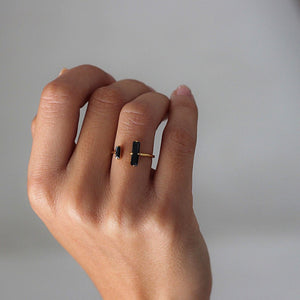 Double Black Baguette CZ Stacking Open Ring