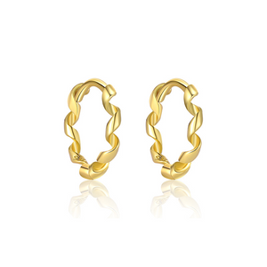 Minimalist Gold Twist Huggie Hoop Earrings