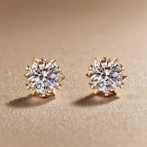 Tiny Heart Snowflake Moissanite Stud Earrings