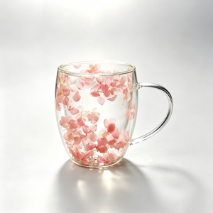 Double Wall Flower Glass Coffee Cup