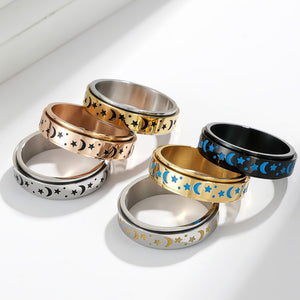 Luminous Moon Star Fidget Spinner Ring